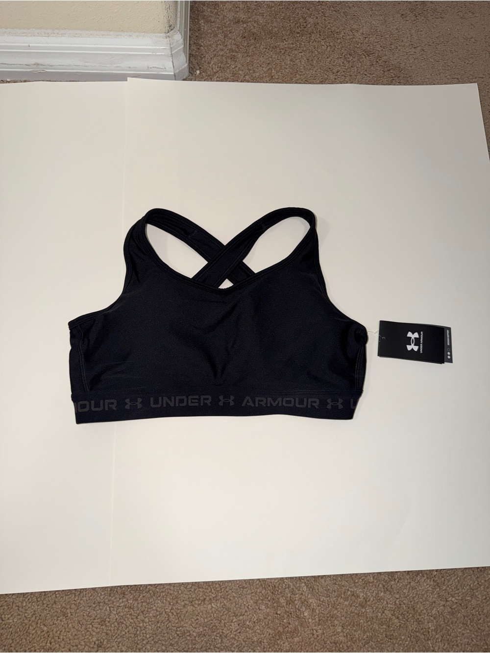 Under Armour Black Cross-Back Elastic-Band Sports Bra